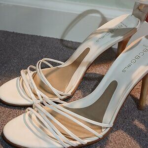 BCBG White Strappy Heels